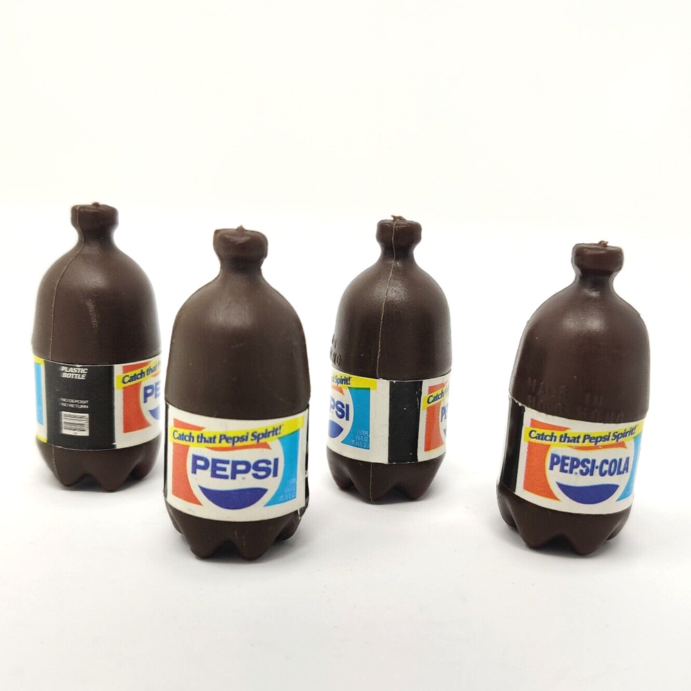 4x Vintage Barbie Doll Size Mini Pepsi Cola 2 Liter Bottles Miniatures Toy Toys